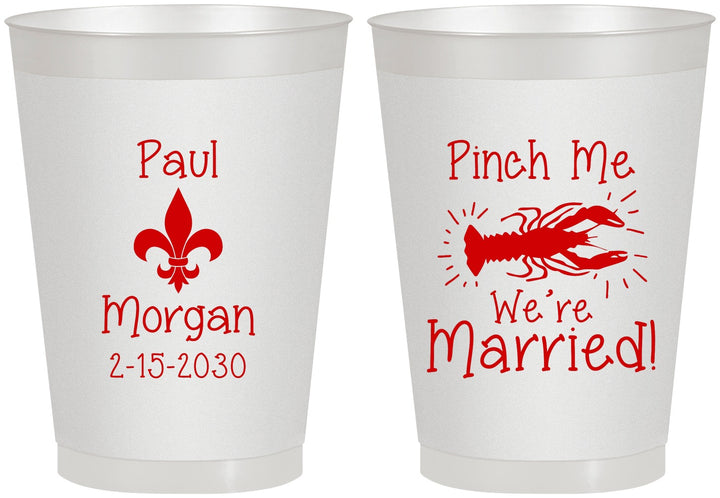 Personalized Wedding 8 oz Frosted Cups - Crawfish Boil | 330