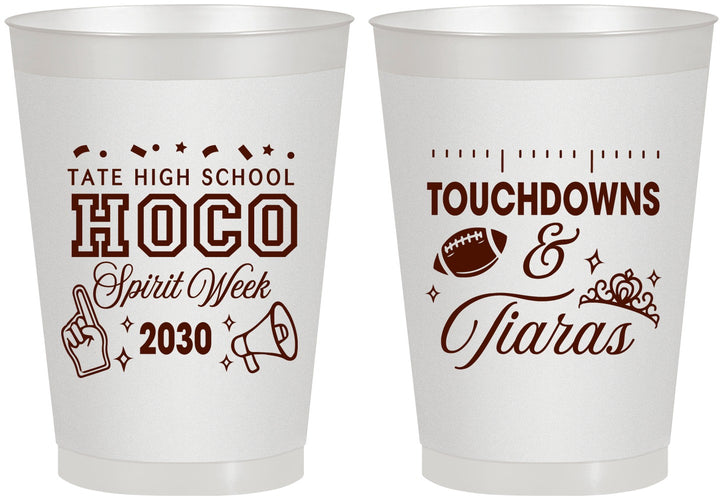 Personalized Homecoming 8 oz Frosted Cups - Touchdowns And Tiaras | 330010
