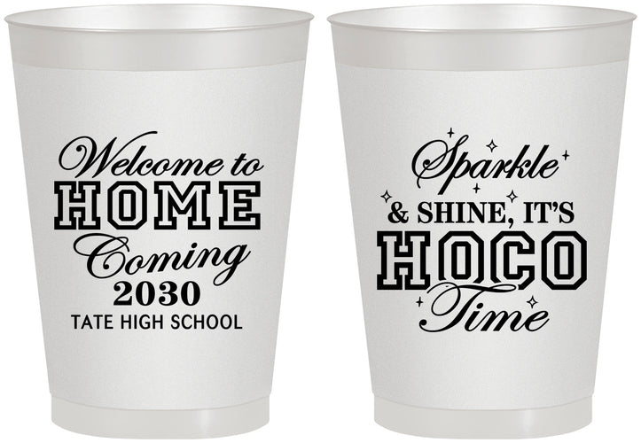 Personalized Homecoming 8 oz Frosted Cups - Sparkle Shine Hoco Time | 330017