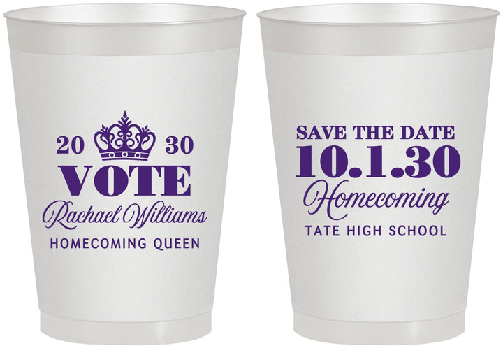 Personalized Homecoming 8 oz Frosted Cups - Hoco Queen Vote | 330020