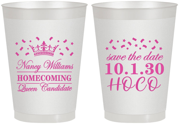 Personalized Homecoming 8 oz Frosted Cups - Hoco Queen Vote | 330024