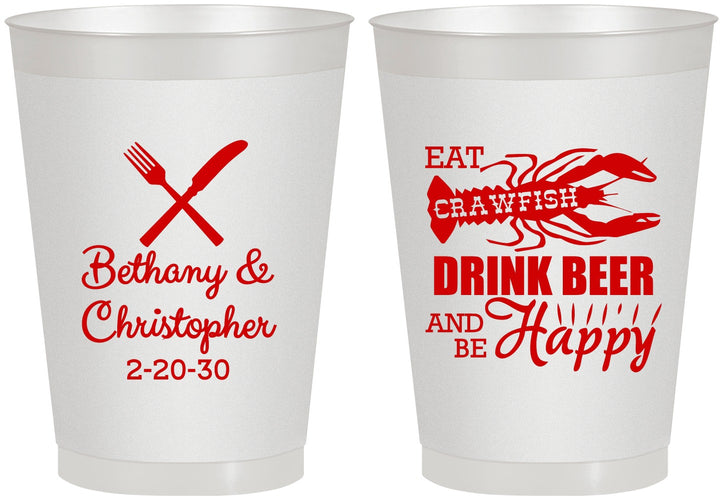 Personalized Wedding 8 oz Frosted Cups - Crawfish Boil | 332