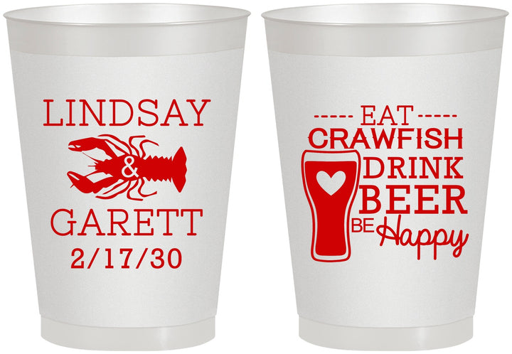 Personalized Wedding 8 oz Frosted Cups - Crawfish Boil | 333