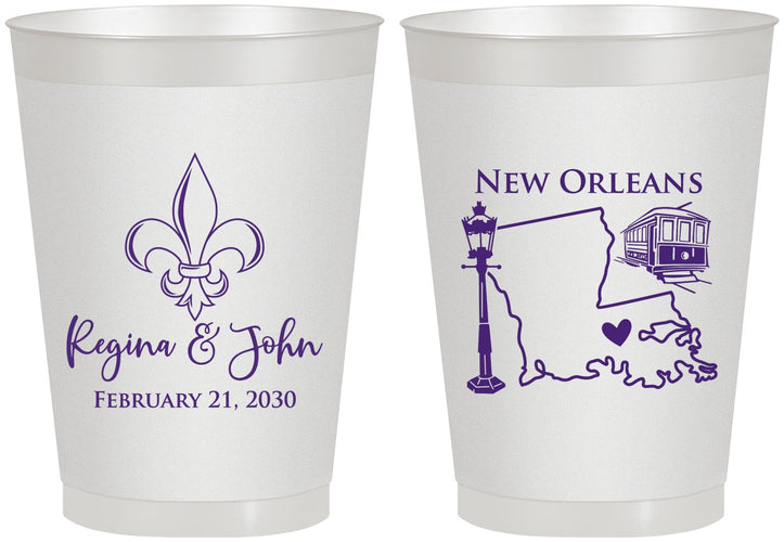 Personalized Wedding 8 oz Frosted Cups - New Orleans | 334