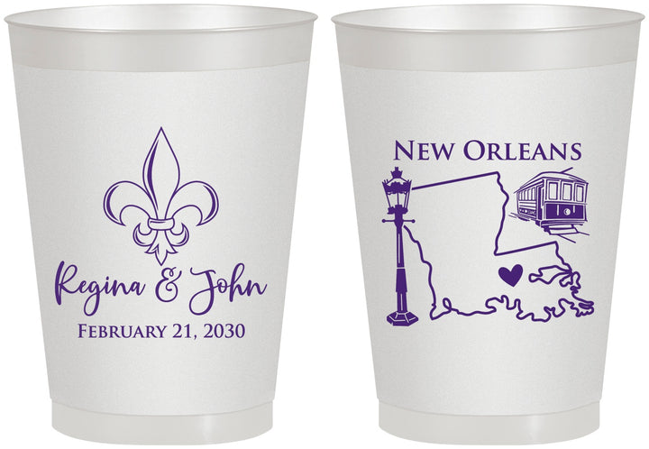 Personalized Wedding 8 oz Frosted Cups - New Orleans | 334