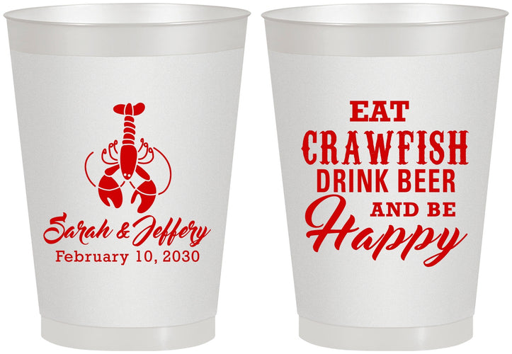 Personalized Wedding 8 oz Frosted Cups - Crawfish Boil | 335