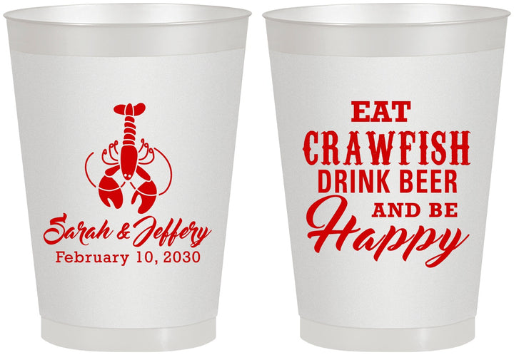 Personalized Wedding 8 oz Frosted Cups - Crawfish Boil | 335