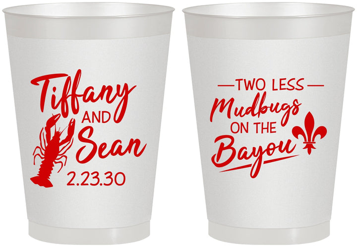 Personalized Wedding 8 oz Frosted Cups - Crawfish Boil Mudbugs | 336