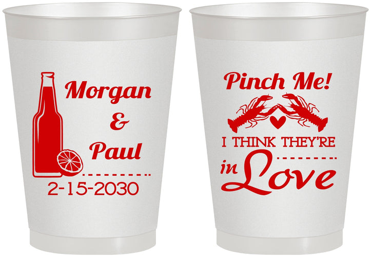 Personalized Wedding 8 oz Frosted Cups - Crawfish Boil Pinch Me | 337