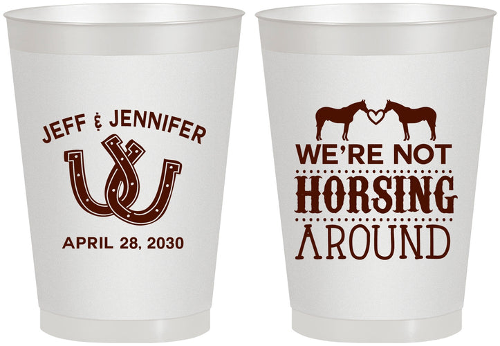 Personalized Wedding 8 oz Frosted Cups - Horseshoe | 340