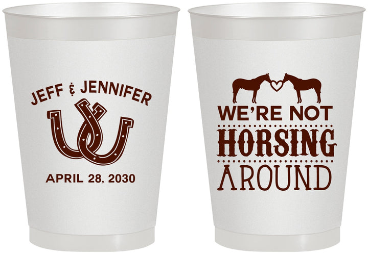 Personalized Wedding 8 oz Frosted Cups - Horseshoe | 340