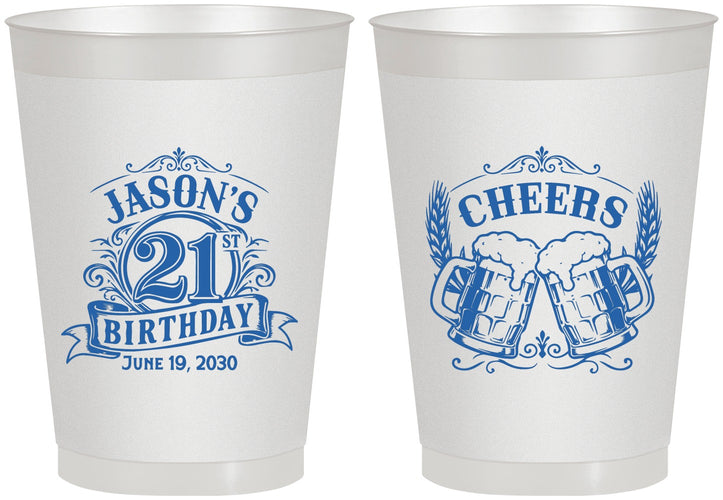 Personalized 21st Birthday 8 oz Frosted Cups - Cheers | 340001
