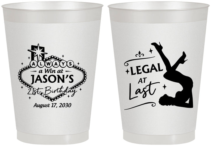 Personalized 21st Birthday 8 oz Frosted Cups - Legal At Last Vegas | 340002