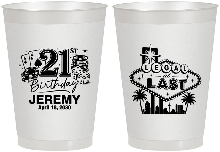 Personalized 21st Birthday 8 oz Frosted Cups - Legal At Last Vegas | 340003