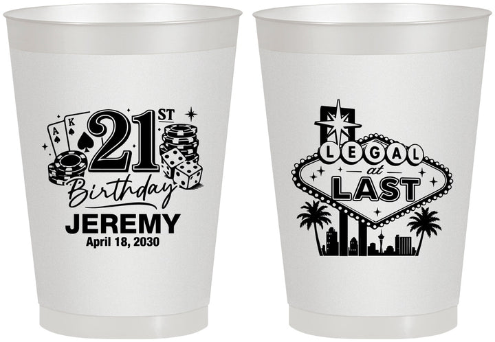 Personalized 21st Birthday 8 oz Frosted Cups - Legal At Last Vegas | 340003