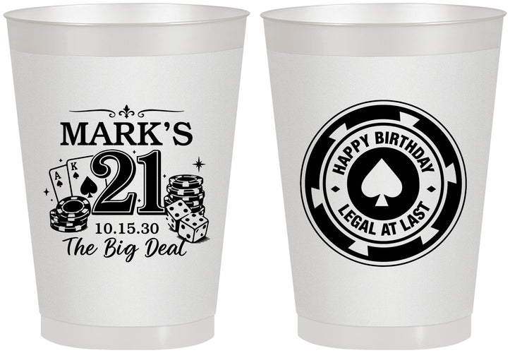 Personalized 21st Birthday 8 oz Frosted Cups - Legal At Last Vegas | 340004