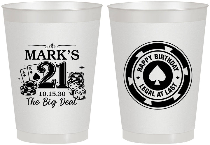Personalized 21st Birthday 8 oz Frosted Cups - Legal At Last Vegas | 340004