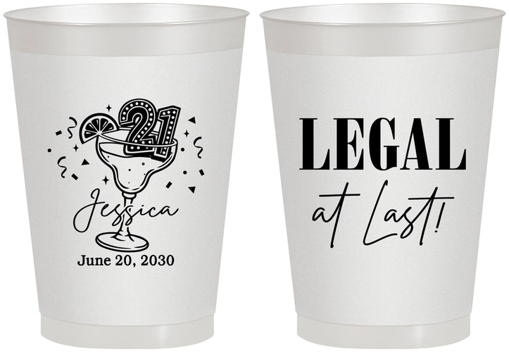 Personalized 21st Birthday 8 oz Frosted Cups - Legal At Last | 340005