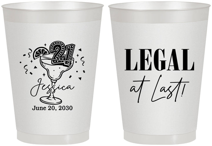 Personalized 21st Birthday 8 oz Frosted Cups - Legal At Last | 340005