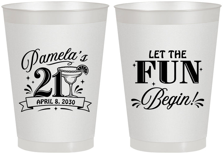 Personalized 21st Birthday 8 oz Frosted Cups - Let The Fun Begin | 340009