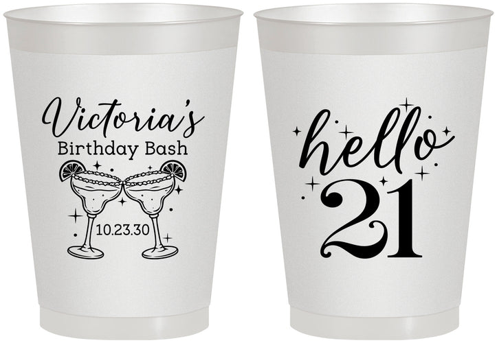 Personalized 21st Birthday 8 oz Frosted Cups - Hello Twenty One | 340011