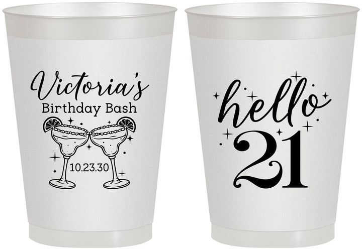 Personalized 21st Birthday 8 oz Frosted Cups - Hello Twenty One | 340011