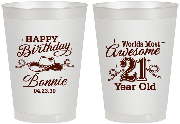 Personalized 21st Birthday 8 oz Frosted Cups - Cowgirl | 340013