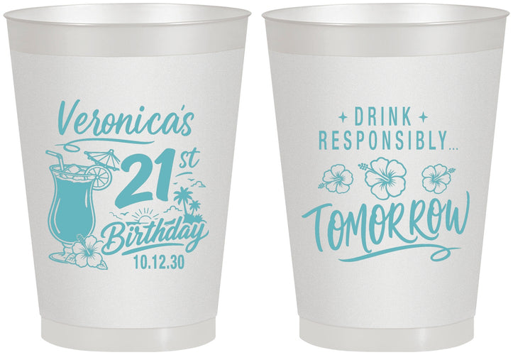 Personalized 21st Birthday 8 oz Frosted Cups - Drink Responsibly Tomorrow | 340015