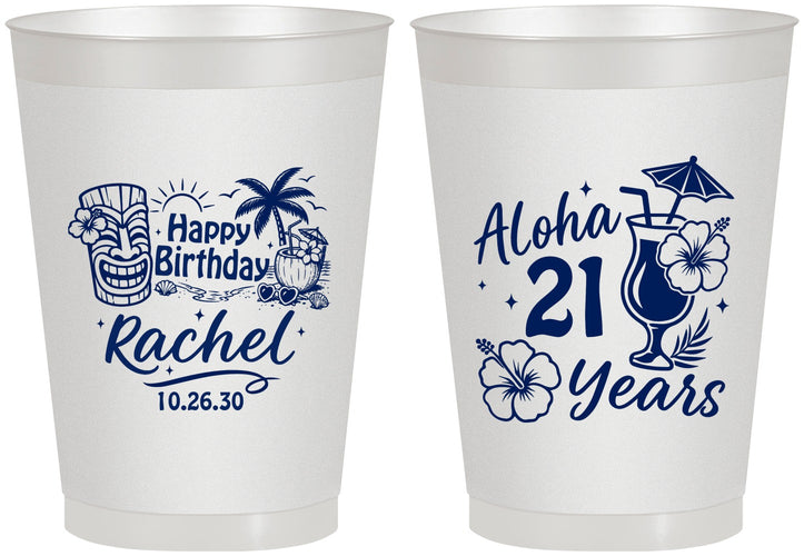 Personalized 21st Birthday 8 oz Frosted Cups - Aloha Hawaii | 340016