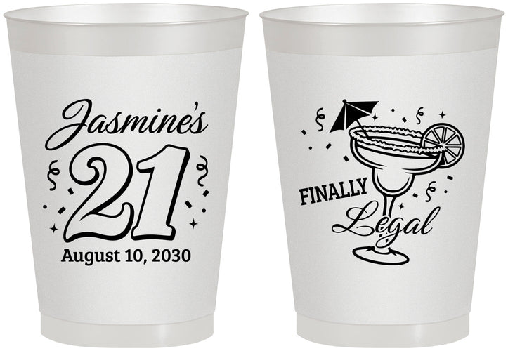Personalized 21st Birthday 8 oz Frosted Cups - Finally Legal | 340018
