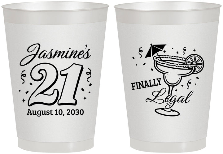 Personalized 21st Birthday 8 oz Frosted Cups - Finally Legal | 340018