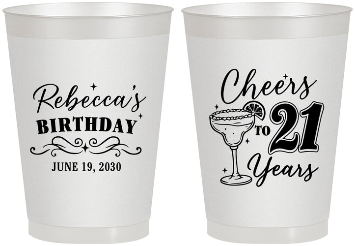 Personalized 21st Birthday 8 oz Frosted Cups - Cheers To Twenty One Years | 340019