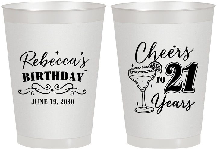 Personalized 21st Birthday 8 oz Frosted Cups - Cheers To Twenty One Years | 340019