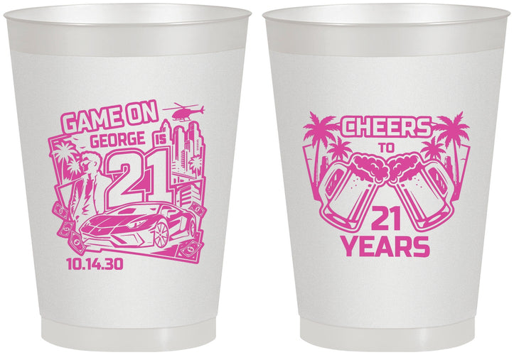Personalized 21st Birthday 8 oz Frosted Cups - Video Game | 340024