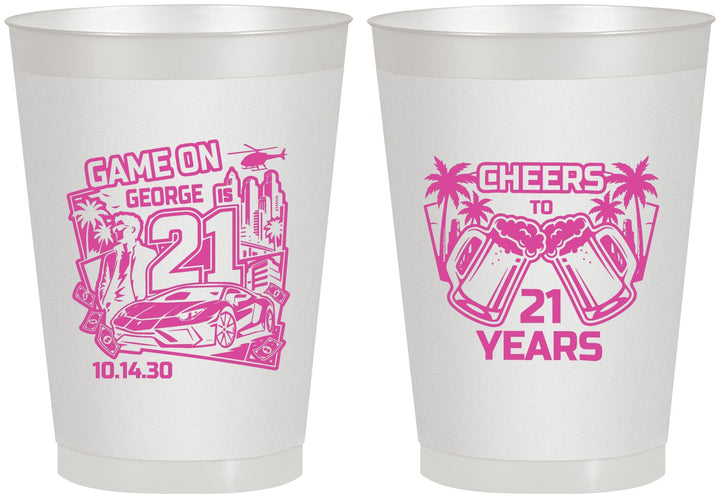 Personalized 21st Birthday 8 oz Frosted Cups - Video Game | 340024
