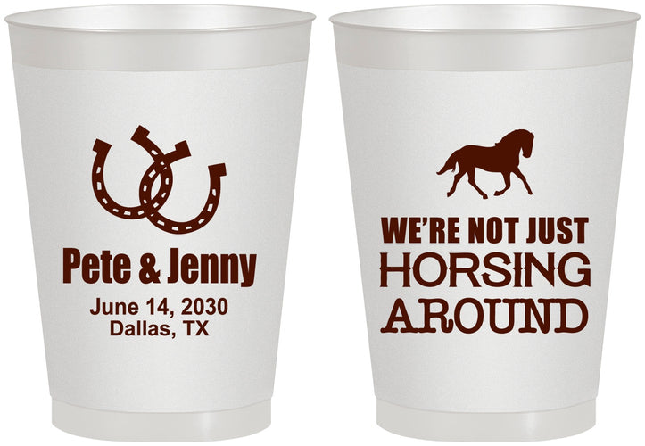 Personalized Wedding 8 oz Frosted Cups - Horseshoe | 341