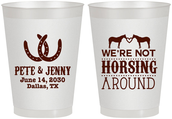 Personalized Wedding 8 oz Frosted Cups - Horseshoe | 342