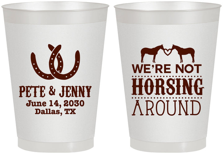 Personalized Wedding 8 oz Frosted Cups - Horseshoe | 342