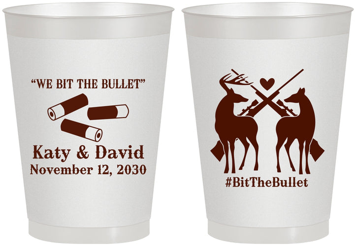 Personalized Wedding 8 oz Frosted Cups - We Bit The Bullet | 343