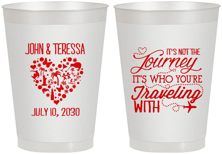 Personalized Wedding 8 oz Frosted Cups - Journey Traveling With | 354