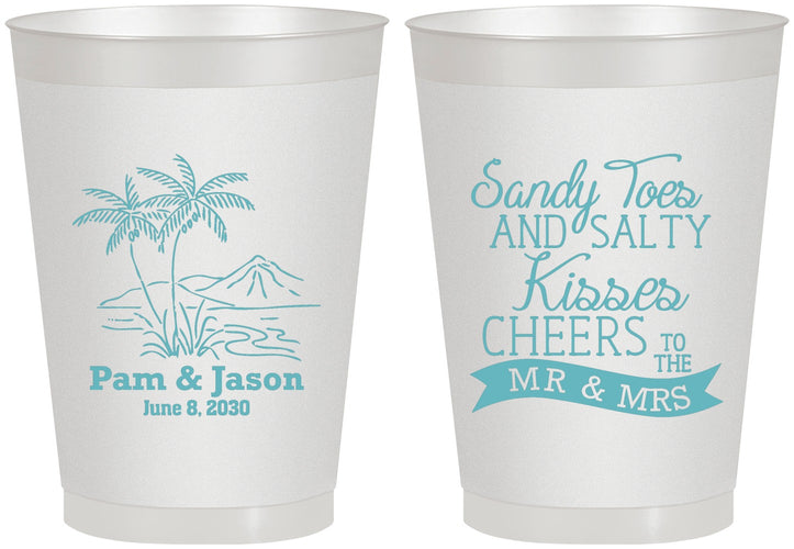 Personalized Wedding 8 oz Frosted Cups - Beach | 358