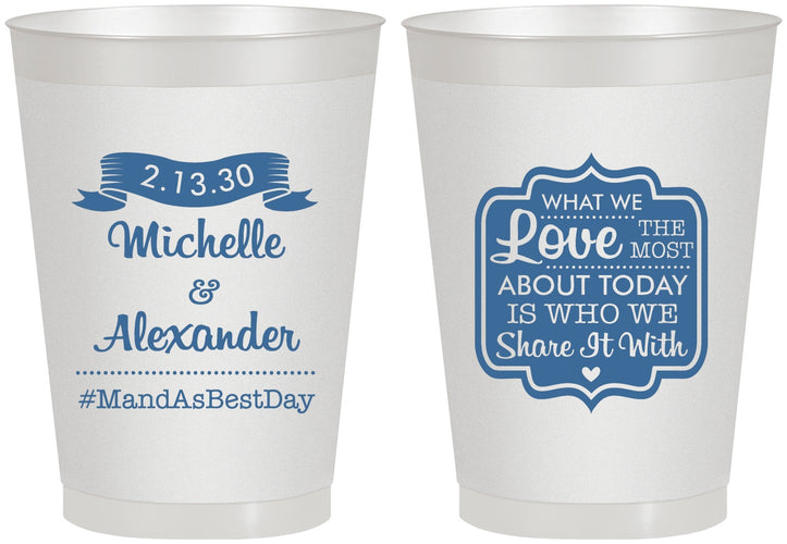 Personalized Wedding 8 oz Frosted Cups - Love Story | 359