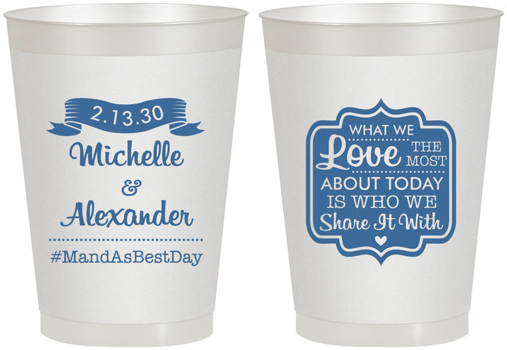 Personalized Wedding 8 oz Frosted Cups - Love Story | 359
