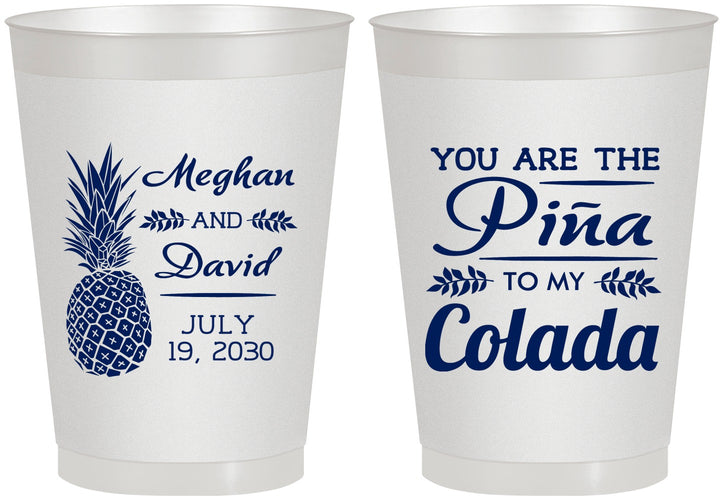 Personalized Wedding 8 oz Frosted Cups - Pina Colada | 364