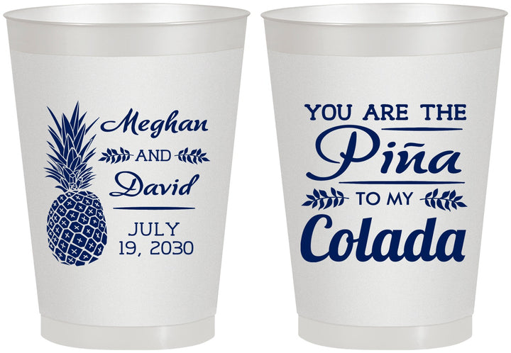 Personalized Wedding 8 oz Frosted Cups - Pina Colada | 364