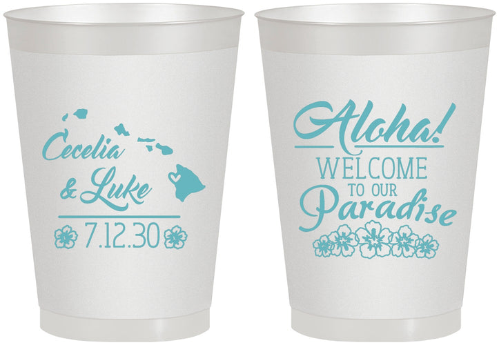 Personalized Wedding 8 oz Frosted Cups - Hawaii | 365