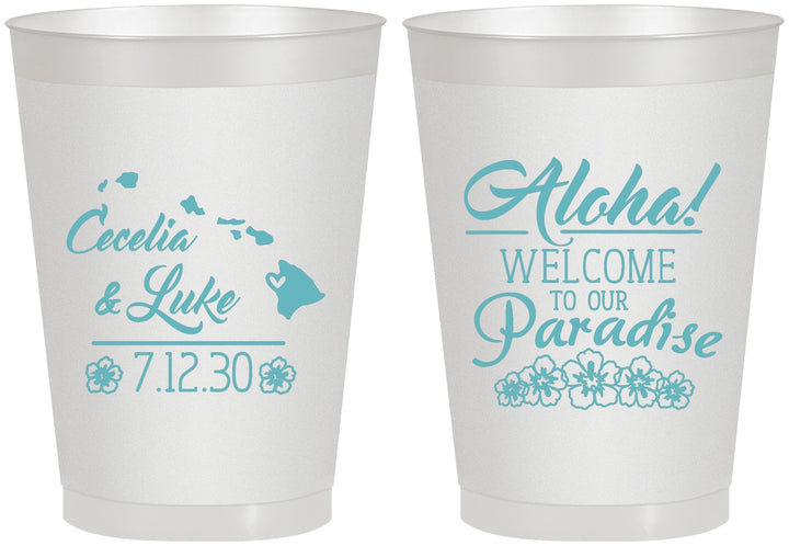 Personalized Wedding 8 oz Frosted Cups - Hawaii | 365