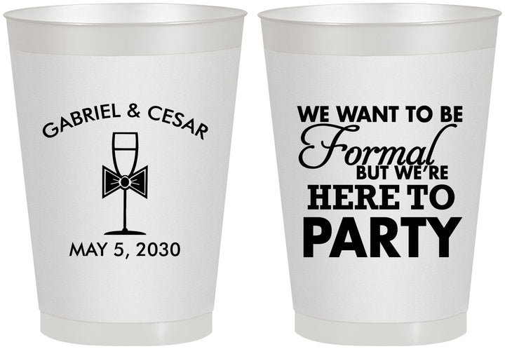 Personalized Wedding 8 oz Frosted Cups - Formal Here To Party | 366