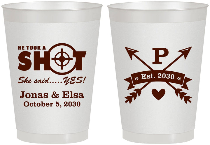 Personalized Wedding 8 oz Frosted Cups - Take A Shot She Said Yes | 370
