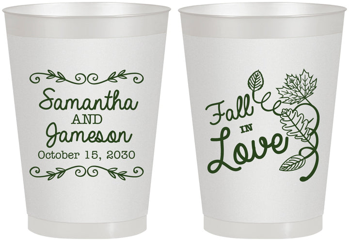 Personalized Wedding 8 oz Frosted Cups - Fall In Love | 377